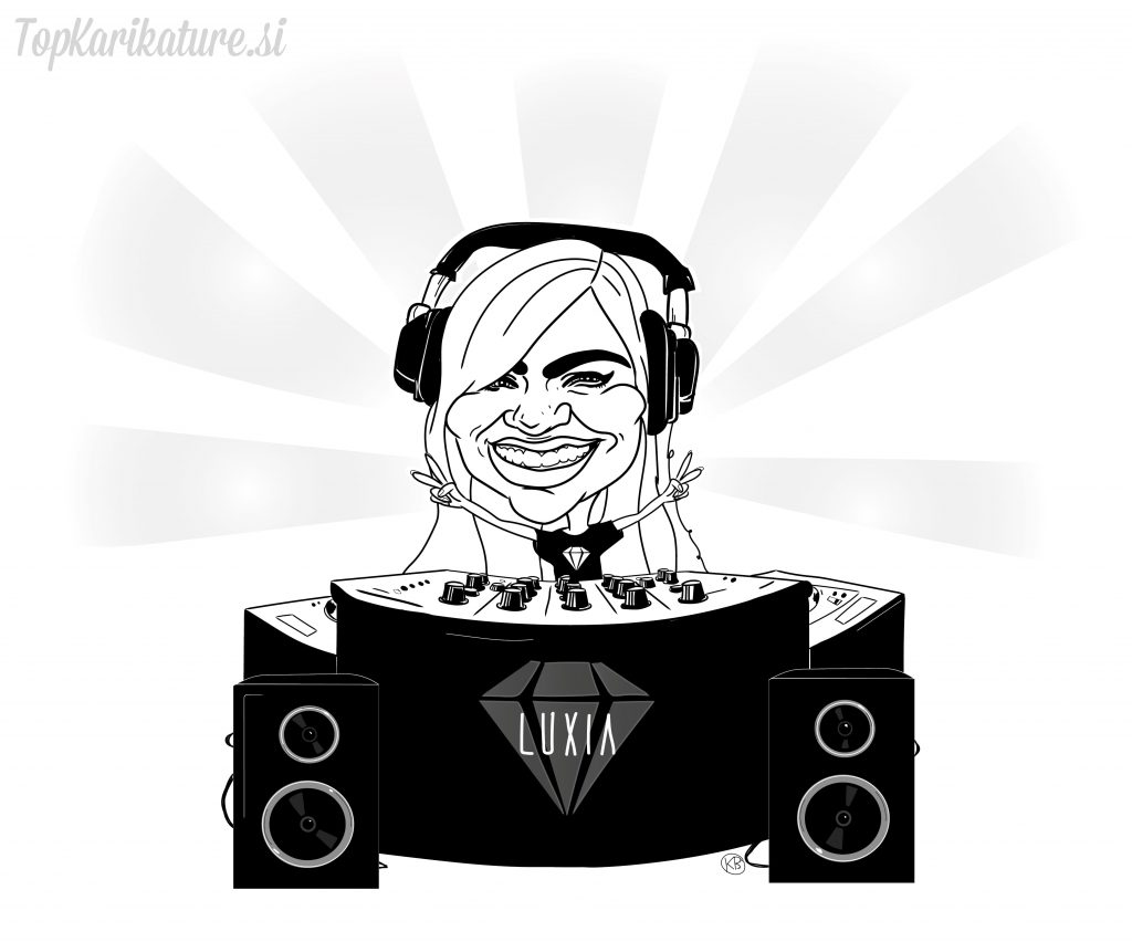 Karikatura slovenske glasbenice DJ Luxia karikatura slovenske glasbenice DJ Luxia